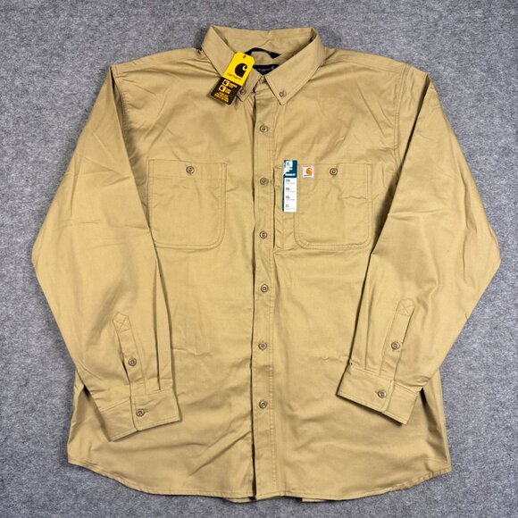 Carhartt Shirt Mens 2XL Brown Rugged Professional Relaxed Canvas Work TW2538-M - Picture 1 of 11